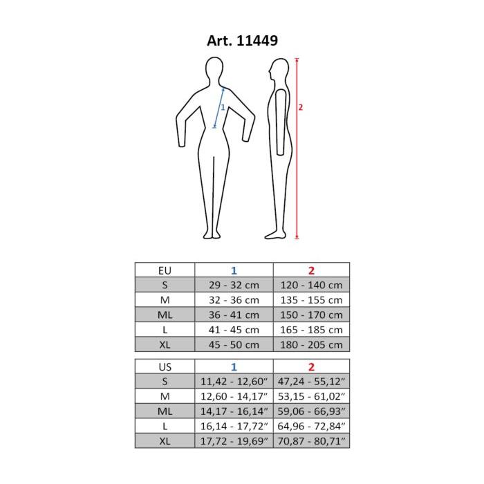 Størrelsesguide for Softec ryggbeskytter